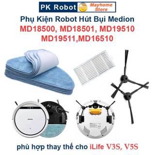 Phụ kiện robot hút bụi Medion MD18500, MD18501, MD19510, MD19511,MD16510 / iLife V3S, V5S. Khăn Lau, Lọc Bụi, Chổi Cạnh/