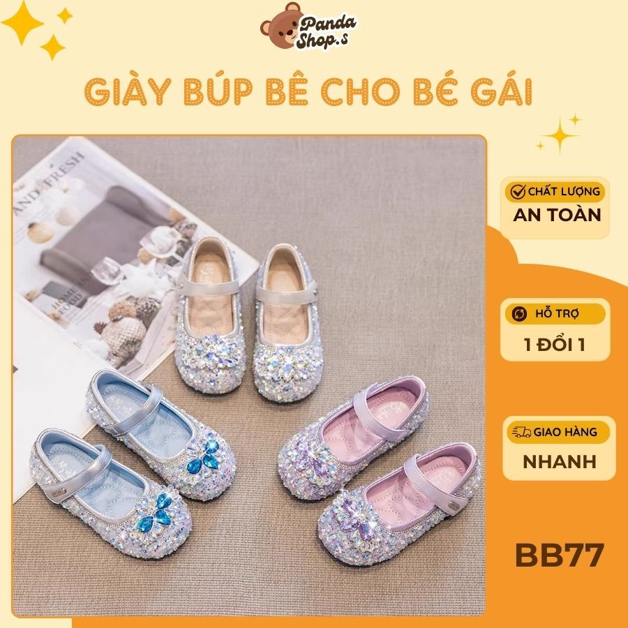 (Quảng châu xịn) Giày Búp Bê Cho Bé Gái Đính Đá Lấp Lánh Mới Nhất Giày công chúa HOT 2025 Siêu nhẹ đế êm mềm - BB77
