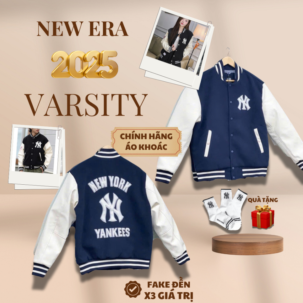[Auth] Áo Khoác New Era New York Yankees  - Áo New Era Bomber Varsity Jacket Chính Hãng Full Tem Tag