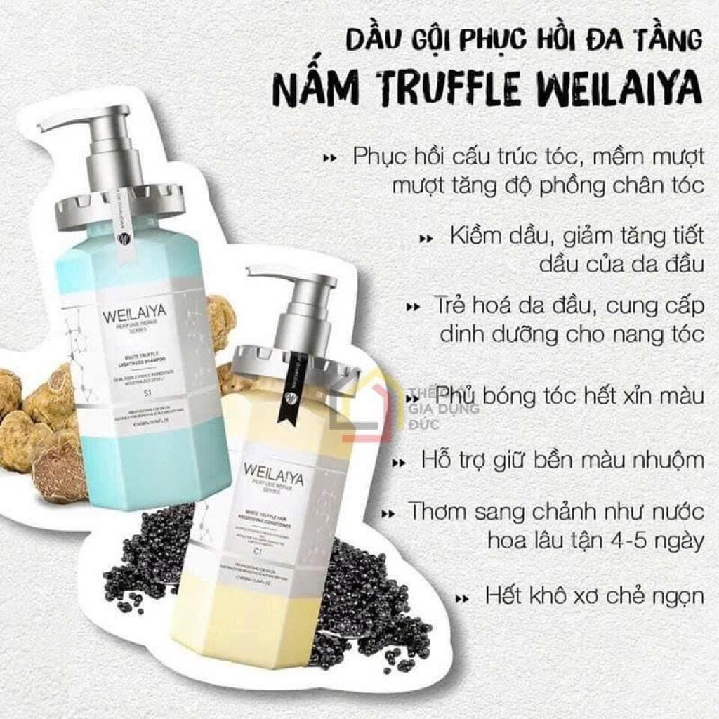 Bộ Dầu Gội Phục Hồi Đa Tầng Nấm Truffle Weilaiya - Full Bộ (CT) + (Tặng Kèm Test Mini )