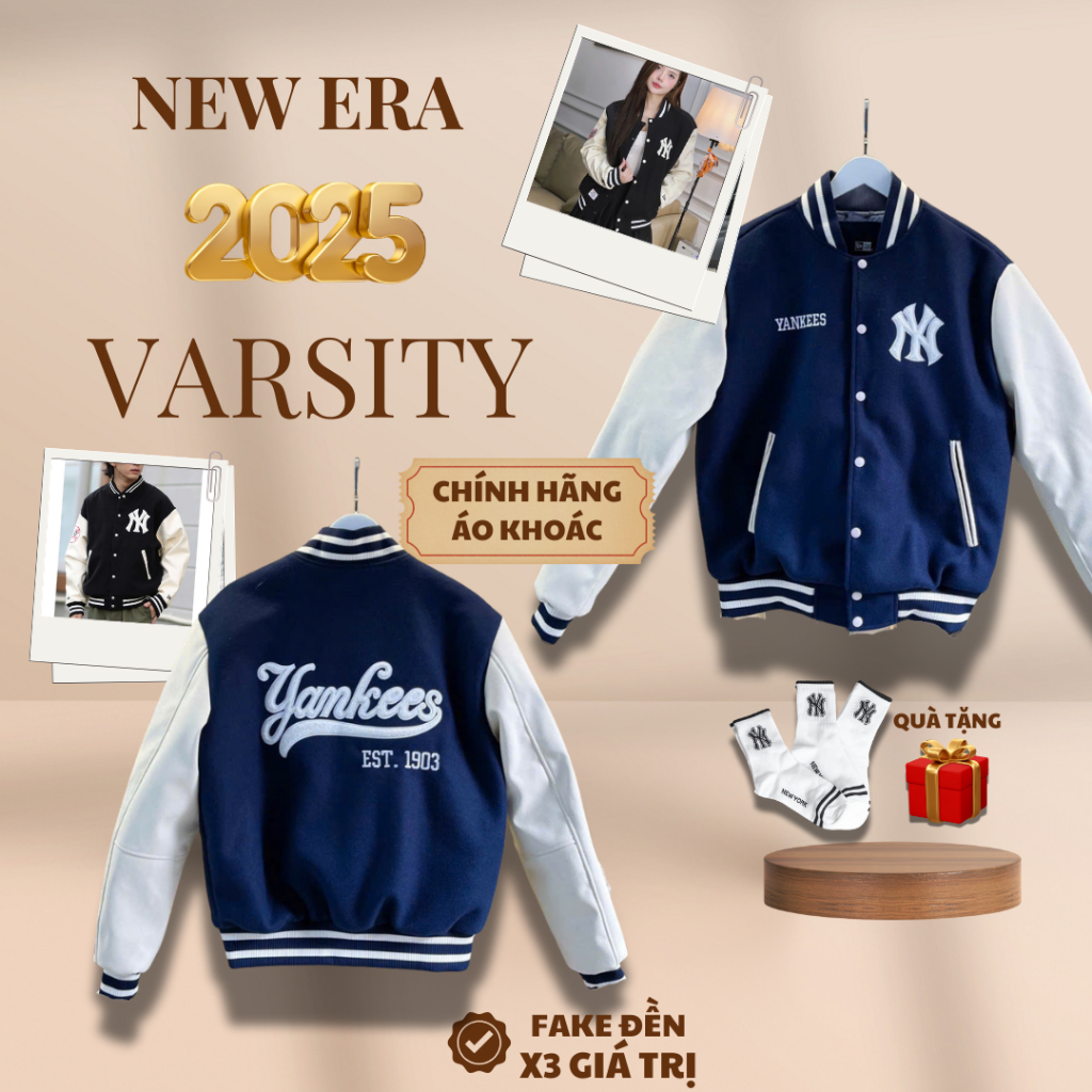 [CHÍNH HÃNG] Áo Khoác New Era New York Yankees - Áo New Era Bomber Varsity Jacket Chính Hãng Full Te