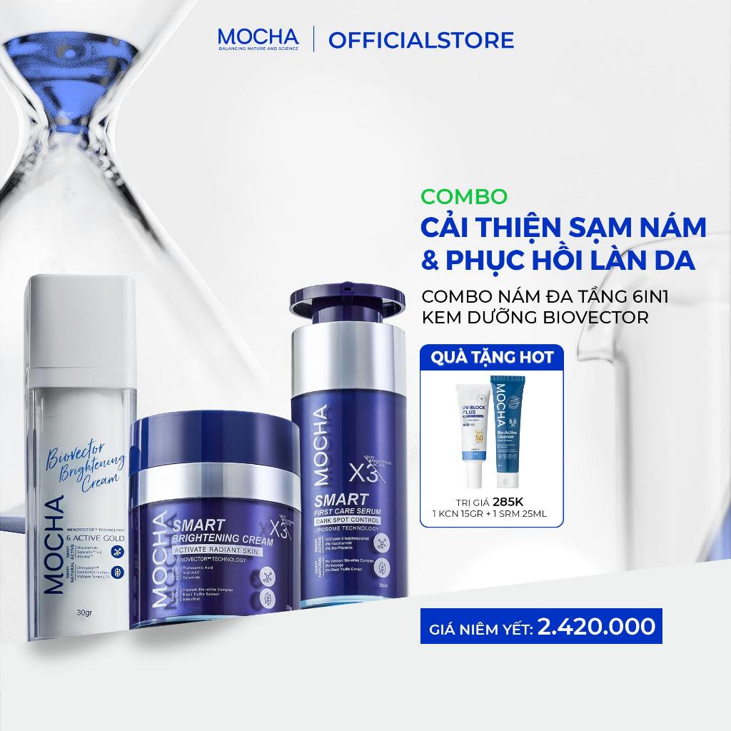 [CHÍNH HÃNG] MOCHA Combo Kem Nám + Dưỡng Bio Mocha X3 & Biovector, Tặng 6IN1, Thương Hiệu Mocha
