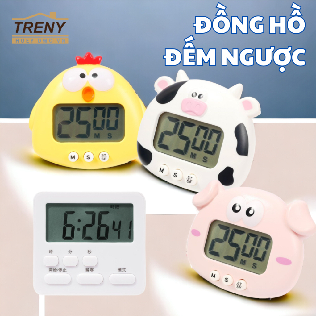 Đồng hồ đếm ngược, đồng hồ bấm giờ nấu ăn, đồng hồ bấm giờ phút giây, đồng hồ cho bé học tập, bấm gi