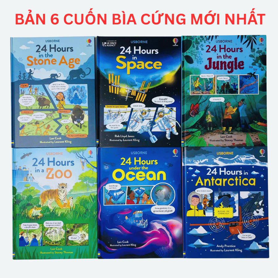 Sách - Usborne 24 hours nhập màu 6 quyển bìa cứng, full màu rất đẹp