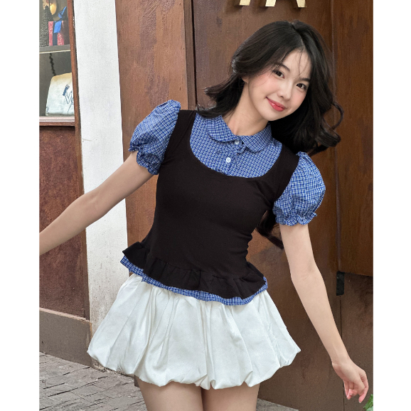 Chân Váy SAIGONESE Quần Dáng Bí Thun Lụa Hoạ Tiết Chấm Bi Phối Ren Form Nữ Thanh Lịch - CV01SP | BigBuy360 - bigbuy360.vn