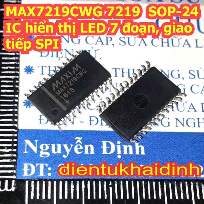 2 con IC MAX7219CWG MAX7219 7219 SOP-24 IC hiển thị LED 7 đoạn, giao tiếp SPI KDE1390