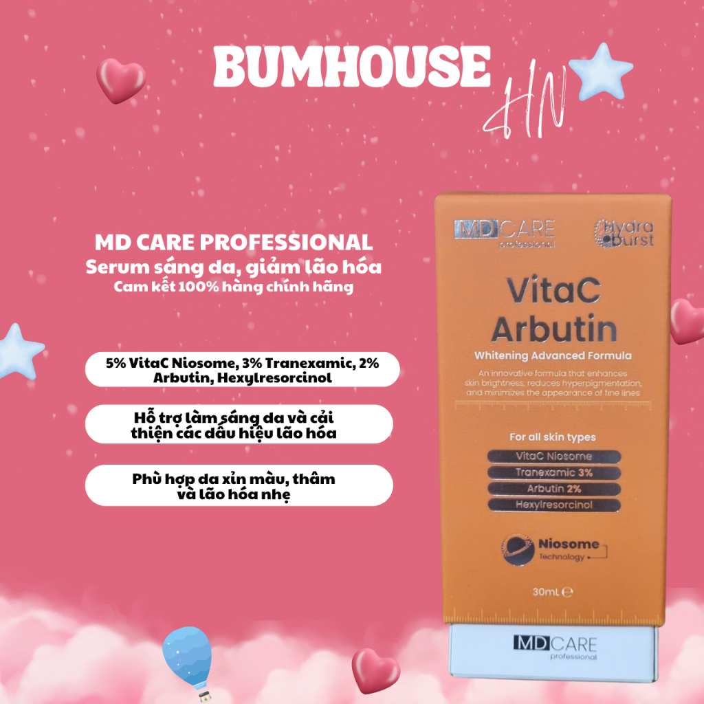 Serum Sáng Da, Giảm Lão Hoá MD CARE VitaC - Arbutin Serum Whitening Advanced Formula - 30ml