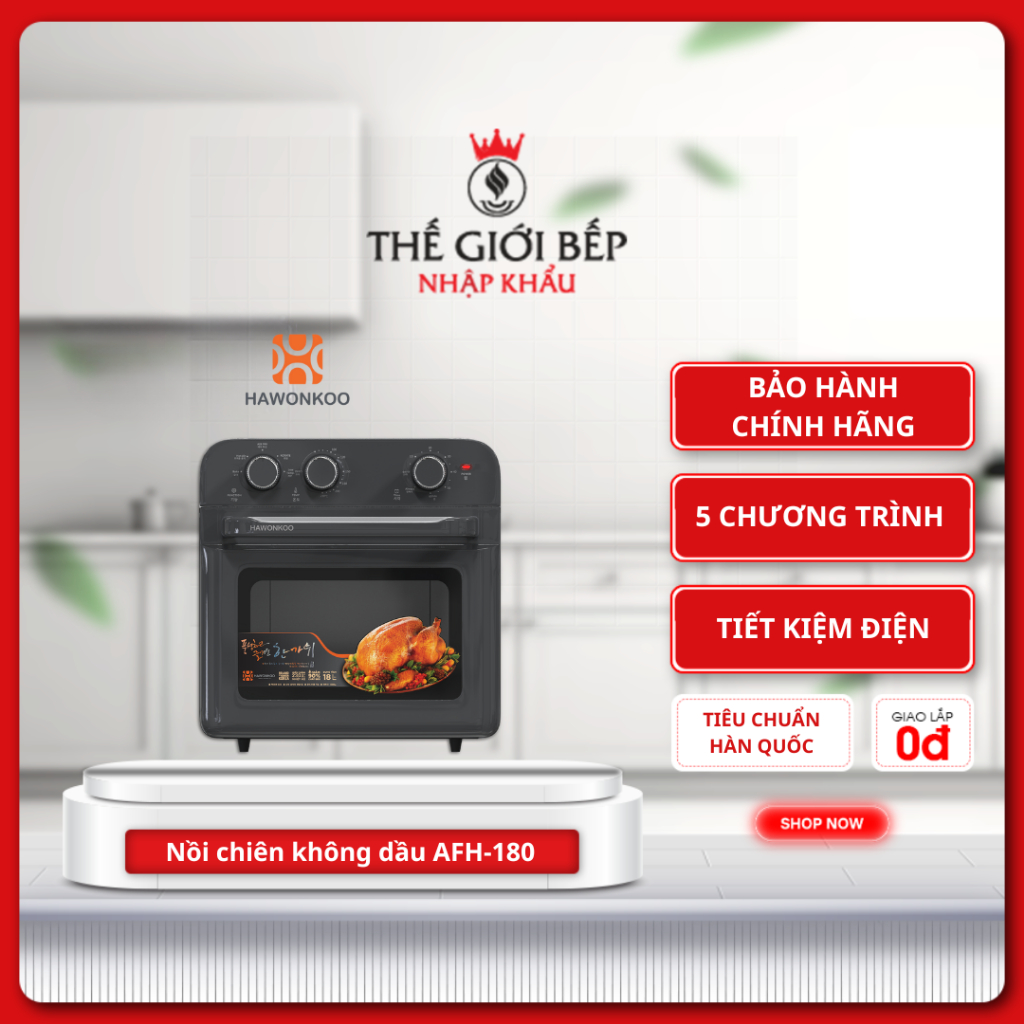 Nồi chiên không dầu Hawonkoo AFH-180 - Điều Khiển Cảm Ứng, Chế Độ Nhiệt Đa Dạng