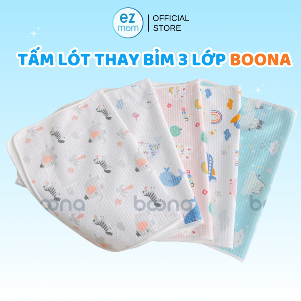 Tấm Lót Chống Thấm Thay Bỉm Cao Cấp Hãng Boona, Cotton Organic Ovoan Mềm Mại, Thoáng Khí Cho Bé