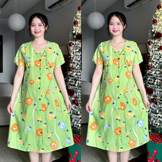  Đầm bầu vải tôn thái gài cúc form suông cho mẹ bầu suốt thai kì 