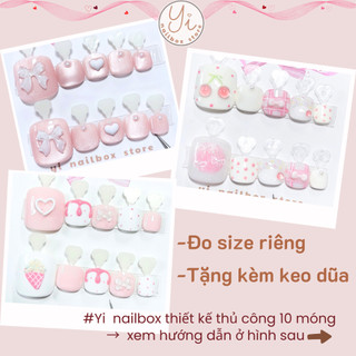  Nailbox thiết kế BC2 nailbox chân móng chân giả ngắn sơn thạch hồng gắn charm đi chơi đi tiệc 
