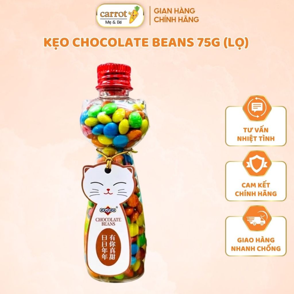 Kẹo Sỏi Chocolate Cosco Candy Đài Loan Chai Gấu 75g