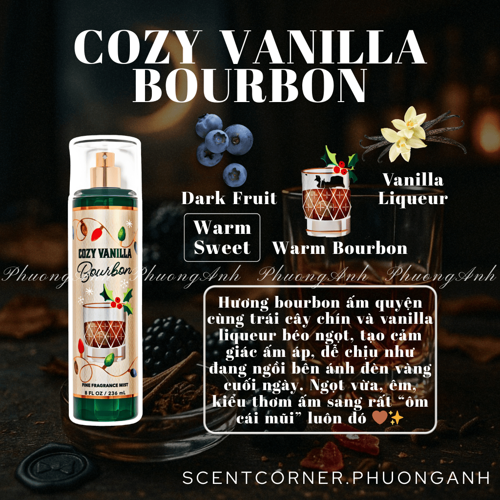 [ Mini để thử mùi ] COZY VANILLA BOURBON - Xịt thơm Body Mist Bath & Body Works (BBW)