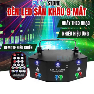 Đèn chiếu LASER 9 Mắt vũ trường Nháy Theo Nhạc - Đèn LED LAZER cho sân khấu hàng cao cấp PUNY 