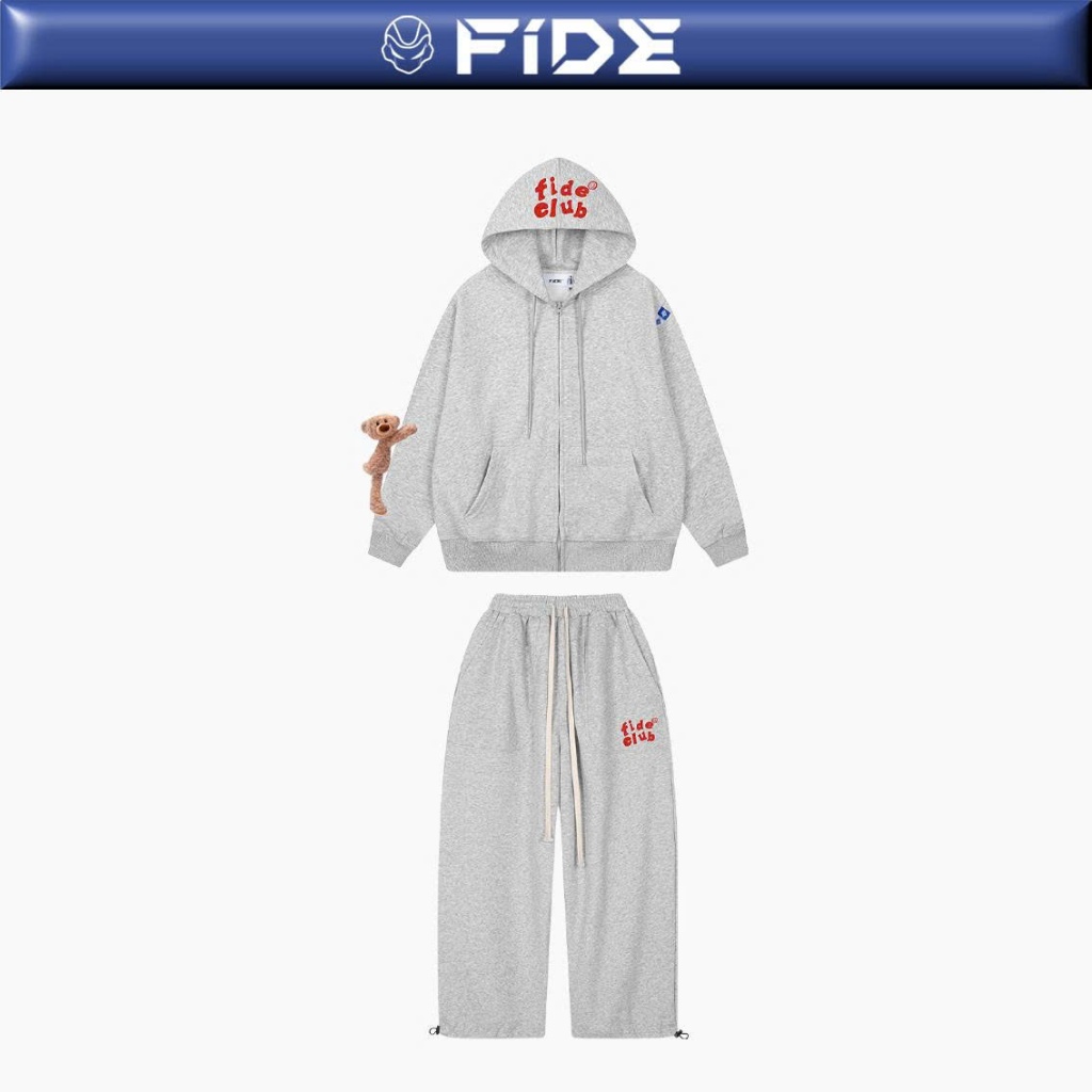 Set Áo Khoác Hoodie zip FIDÉ Teedy chất vải PC Cotton form rộng unisex nam nữ chống nắng CBZ06 (Kèm 