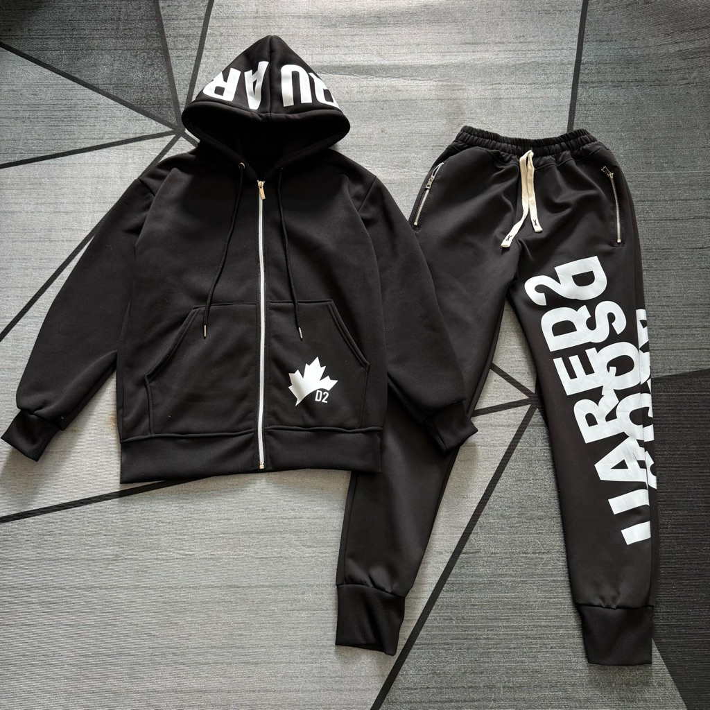 ÁO KHOÁC HOODIE D2 LÁ PHONG CHẤT NỈ BÔNG CHỮ IN MŨ 2 LỚP. SET BỘ ÁO KHOÁC LÁ PHONG+QUẦN D2 KHOÁ HOT 