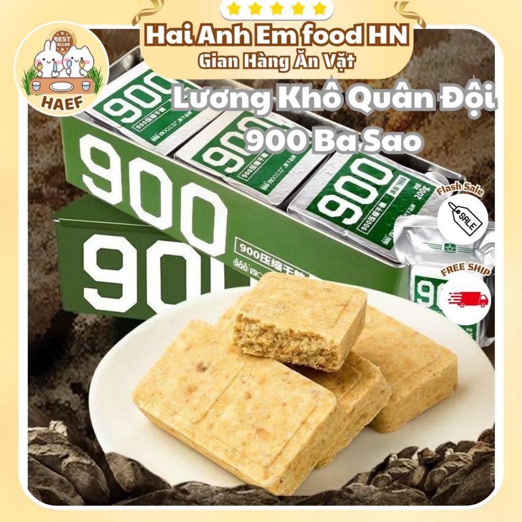 Gói 200G Lương Khô Dự Trữ Quân Đội 900 3 Sao, Thanh Lương Khô Quân Đội 900***, Lương Khô Sắt Quân Độ