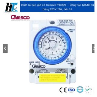 Thiết bị hẹn giờ cơ Camsco TB35N – Công tắc bật/tắt tự động 220V 15A, bền bỉ, Hẹn giờ bật/tắt máy bơm, đèn, quạt