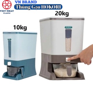 💝Thùng Đựng Gạo Thông Minh HOKORI nhựa VIỆT NHẬT 10kg, 20kg, Ca đong, Nút Ấn 5338/9 💝 VN BRAND 💝