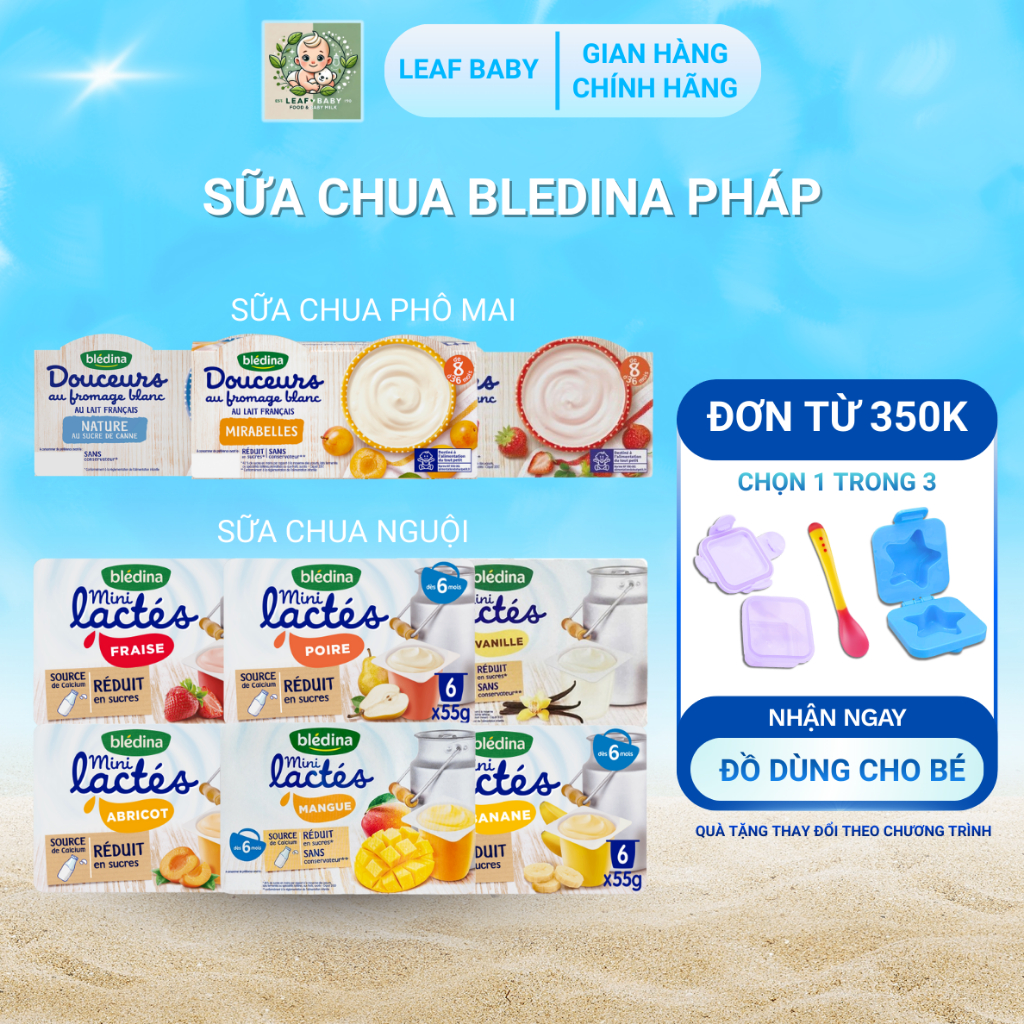 Sữa chua Bledina Pháp - Sữa chua nguội cho bé ăn dặm từ 6 tháng - Leaf Baby