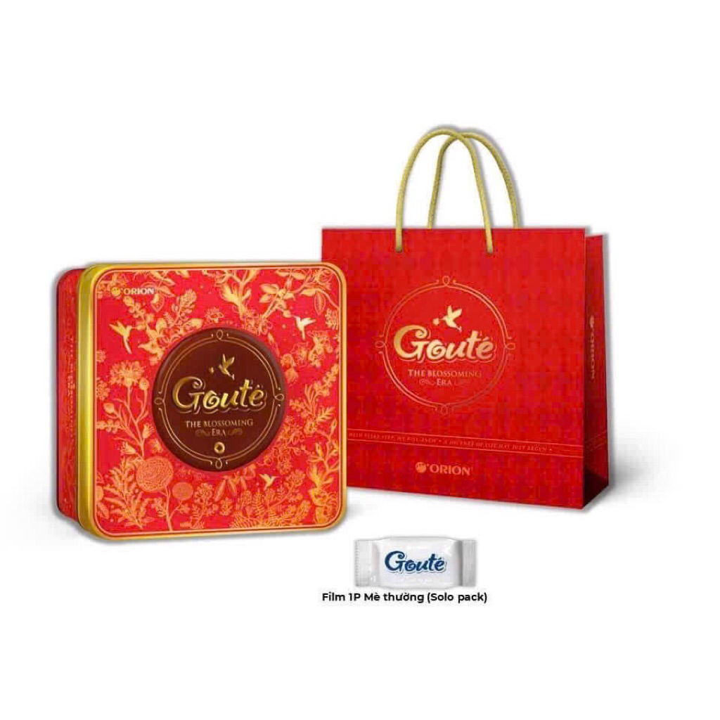 Bánh quy mè Goute Tết hộp thiếc 237,6g kèm túi xách