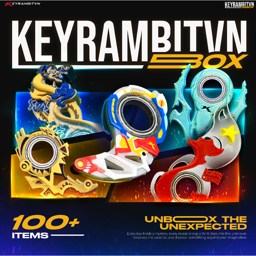 [COMBO K100] Combo 10 Hộp Keyrambitvn - Keyrambitvn - Móc Khoá Xoay Xả Stress