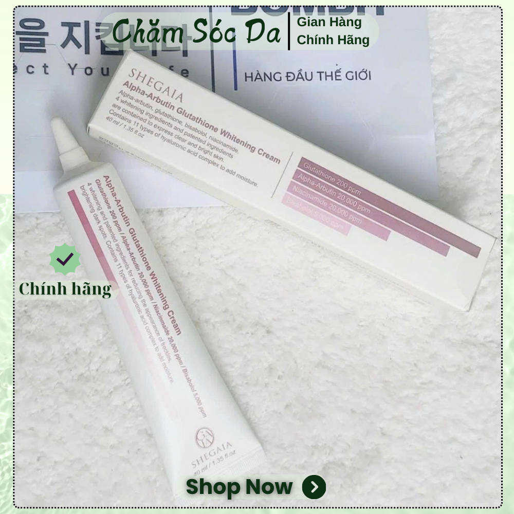 [sẵn] Kem dưỡng trắng da Alpha-Arbutin Glutathione Shegaia 40ml