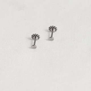 (1 chiếc) Khuyên Đá Tròn hoa văn -  Titanium G23 - Kassy