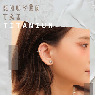 (1 chiếc) Khuyên Đá Tròn hoa văn -  Titanium G23 - Kassy