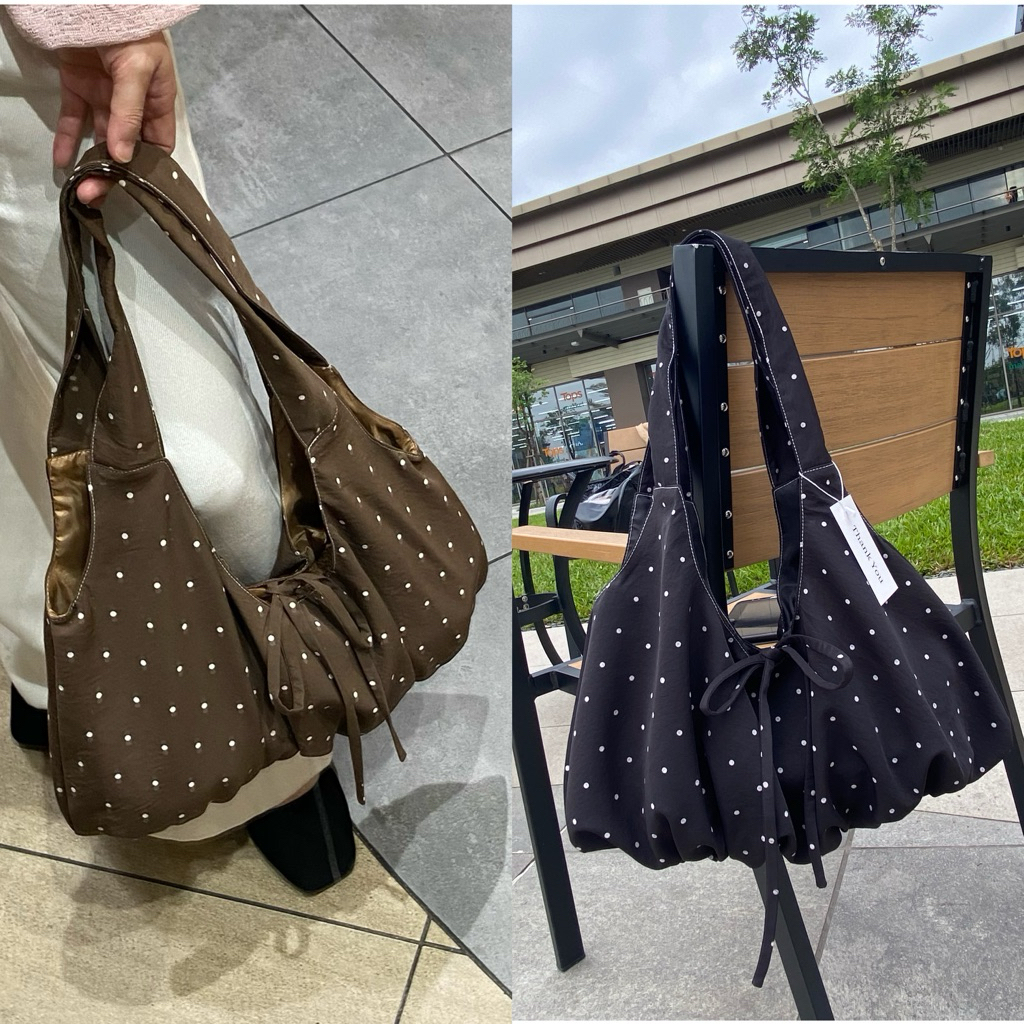 Túi Tote Vải Gió Nhăn Buộc Nơ 2 Lớp, Đi Học, Đi Làm, Đi Chơi