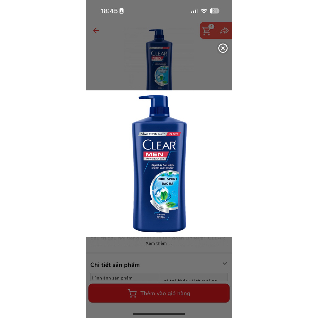 Dầu gội CLEAR Men bạc hà 900g