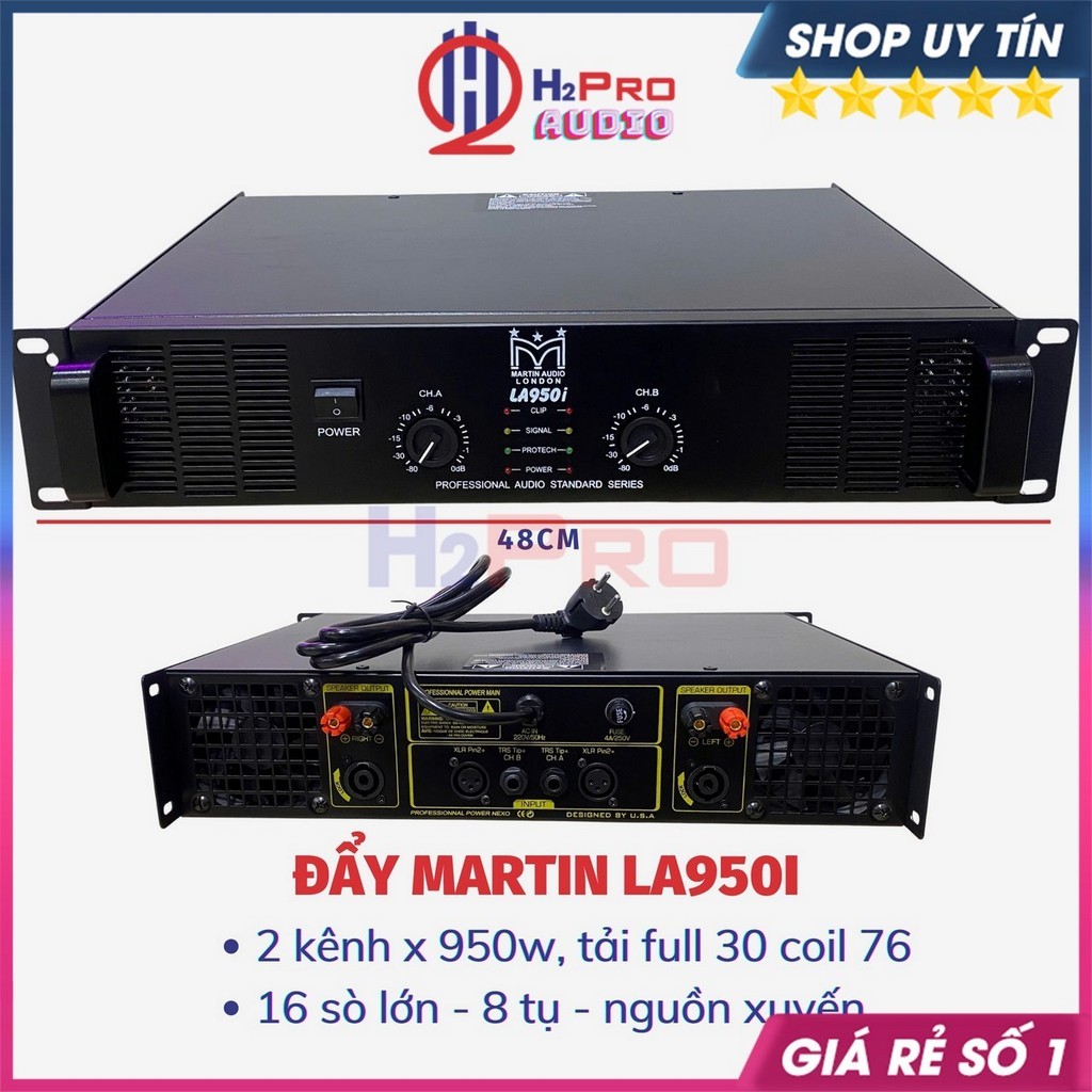 Cục Đẩy Công Suất 2 Kênh Martin La850I/LA950I  2X850W/950W, Nguồn Xuyến, 16 Sò Lớn, 8 Tụ Lọc - H2Pro