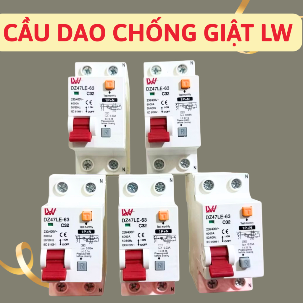 Aptomat chống giật RCCB/RCBO DZ47LE-63,cầu dao chống giật,aptomat chống rò điện,attomat chống giật, 
