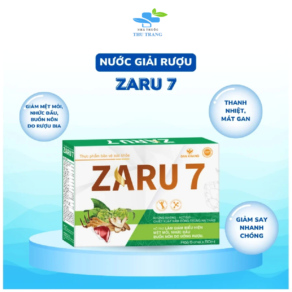 Nước Giải Rượu Zaru 7 – Hỗ Trợ Giải Độc, Mát Gan, Giảm Nhức Đầu, Mệt Mỏi, Buồn Nôn (Hộp 5 Chai)