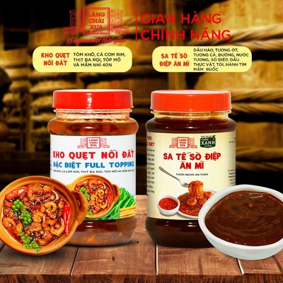 Combo 2 hủ gồm Kho quẹt nồi đất 250g và Sa tế sò điệp ăn mì 260g Làng Chài Xưa nguyên liệu tươi