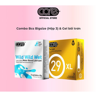  Combo bao cao su size to,bcs 56mm CARE 29 bcs big size hương nước hoa và hộp 5 gel bôi trơn gốc nước 