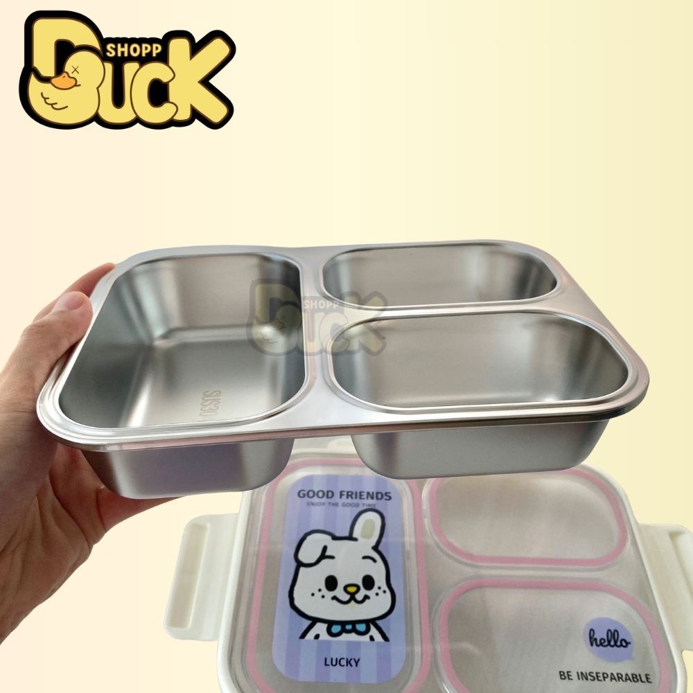 Hộp cơm trưa giữ nhiệt inox Lion Hộp cơm 900ml 3 ngăn giữ nhiệt (Tặng muỗng đũa) | BigBuy360 - bigbuy360.vn