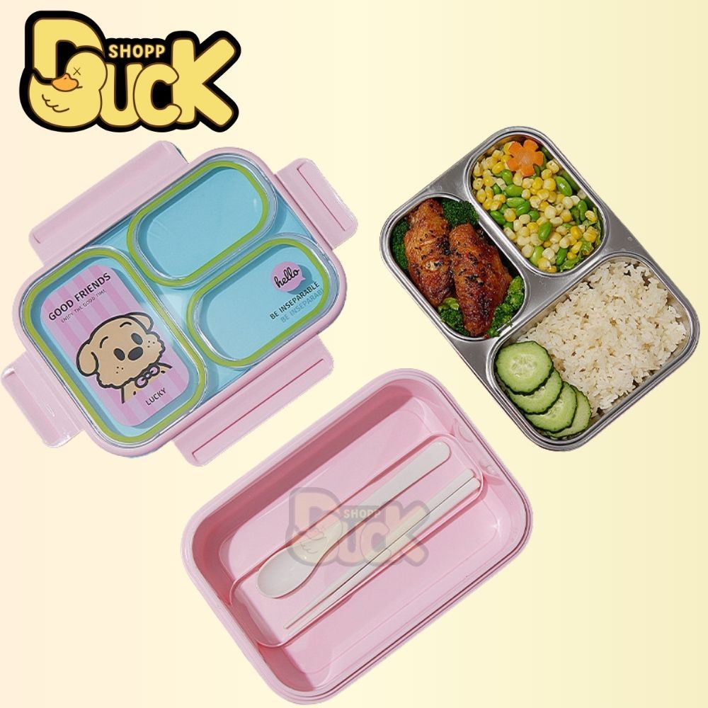 Hộp cơm trưa giữ nhiệt inox Lion Hộp cơm 900ml 3 ngăn giữ nhiệt (Tặng muỗng đũa) | BigBuy360 - bigbuy360.vn