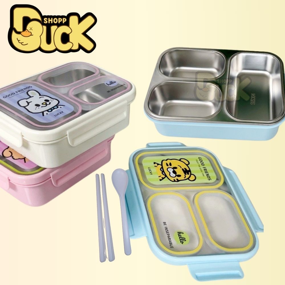 Hộp cơm trưa giữ nhiệt inox Lion Hộp cơm 900ml 3 ngăn giữ nhiệt (Tặng muỗng đũa) | BigBuy360 - bigbuy360.vn