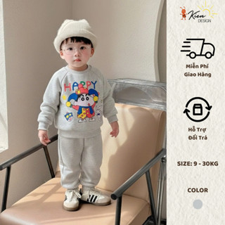  Bộ Nỉ Thu Đông hình Shin Đáng Yêu Cho Bé Trai Bé Gái 10 - 30kg Phong Cách Basic - Kiến Design KBO04 