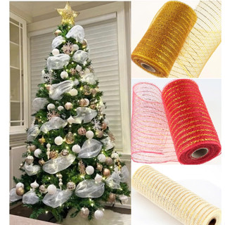  Cuộn Ruy Băng Voan Lưới 9 Mét  Khổ 26cm - Phụ Kiện Trang Trí Noel Quấn Cây Thông 