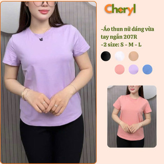 Áo thun trơn nữ cổ tròn tay ngắn dáng suông đen trắng cao cấp, áo phông nữ cộc tay chất liệu cotton mềm mại CR207R