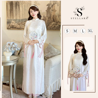  Set Áo dài YÊN CÁT STELLARA gấm nguyệt hoa áo dài Tết 2026 dáng suông cổ tàu nhẹ nhàng 