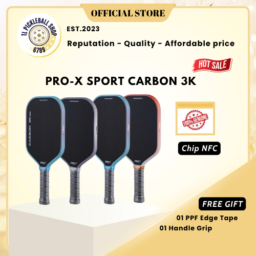 Vợt Pickleball Chính Hãng PRO-X SPORT Carbon 3K, Siêu Bền, Siêu Nhám, Dễ Chơi, Lõi Tổ Ong PP Carbon