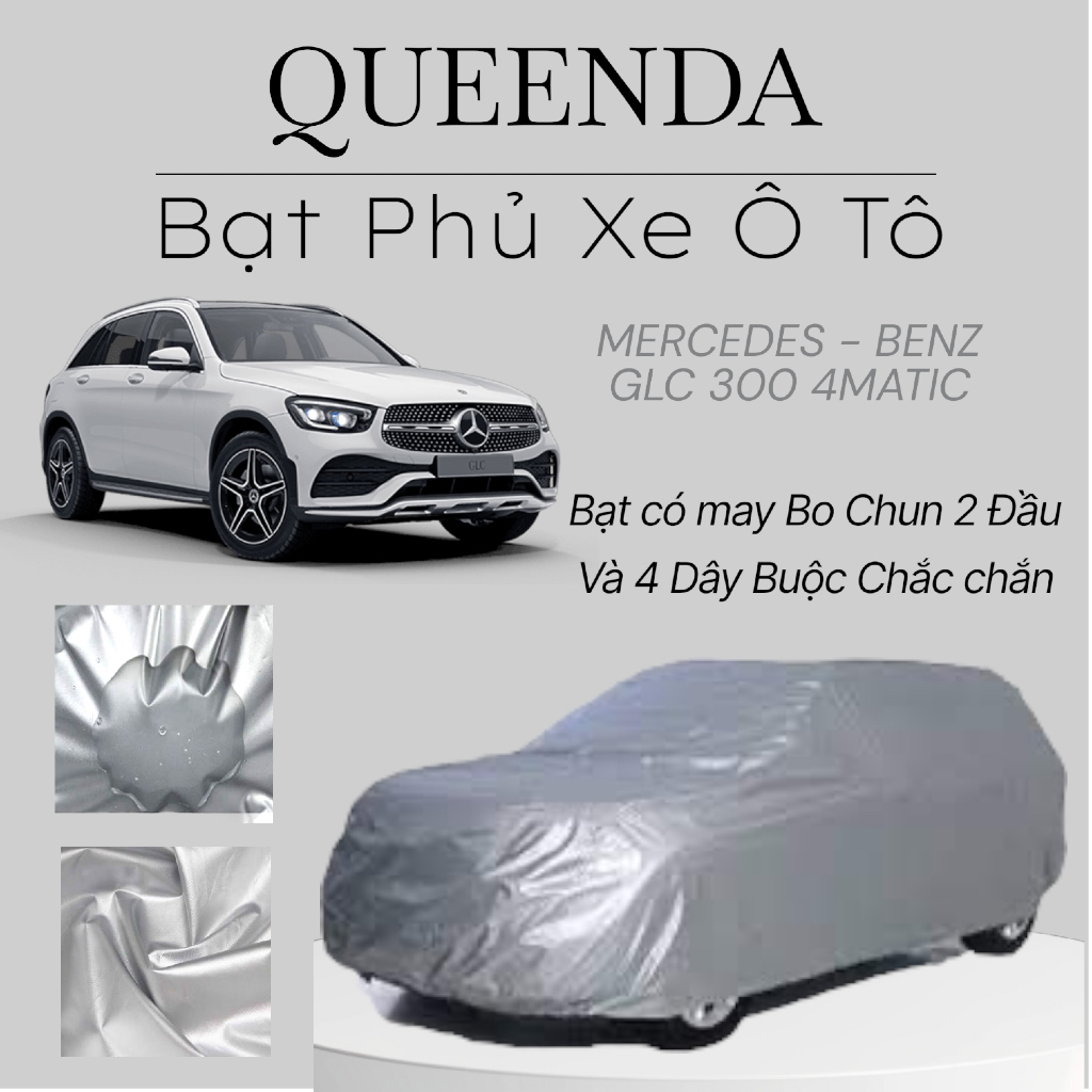 Bạt Phủ Xe Ô Tô Mercedes GLC 300 Vải Dù Tráng Bạc Chống Mưa, Nắng Tốt Kèm Hộp Đựng - Bạt Trùm Xe Ô T