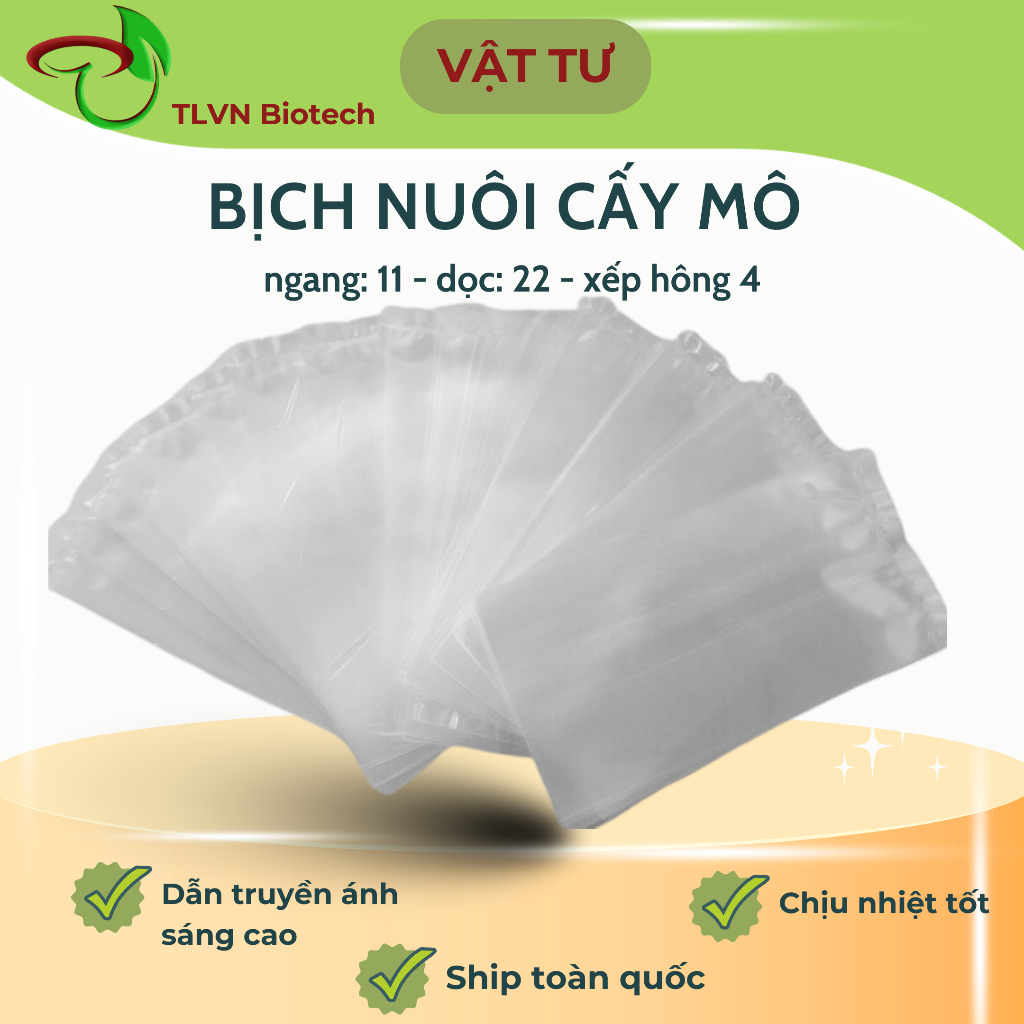 1kg (300 cái) - Bịch/ Túi Chịu Nhiệt PP Chuyên Dụng (Túi Nilon Nuôi Cấy Mô/Làm Meo Nấm)