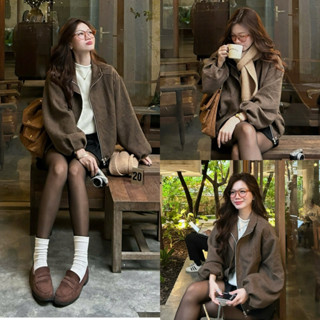   ẢNH OLDSCHOOL  Áo khoác dạ bố cổ trụ dáng bom tay chuông BOMIE JACKET 