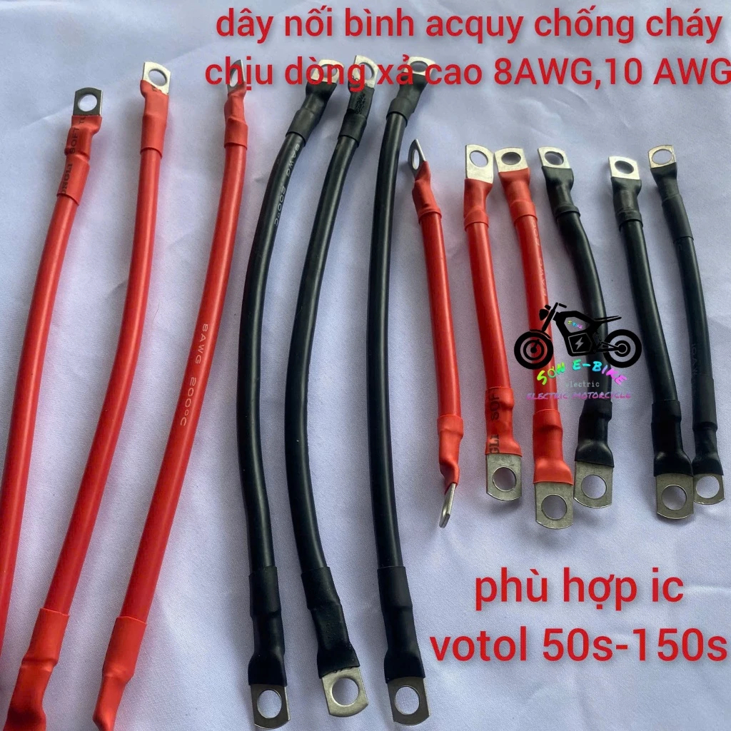 Dây Nối Bình Ắc Quy Xe Điện Chịu Tải Cao Dây Silicon Chống Cháy 8AWG 10AWG
