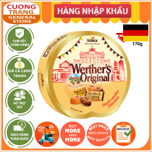 Hộp quà kẹo caramen hỗn hợp Werther's Original Caramel Candy 170g