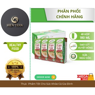  THÙNG 12 LỐC   48 Hộp  - Sữa Gạo Lức Huyết Rồng VIỆT NGŨ CỐC 180 ml 